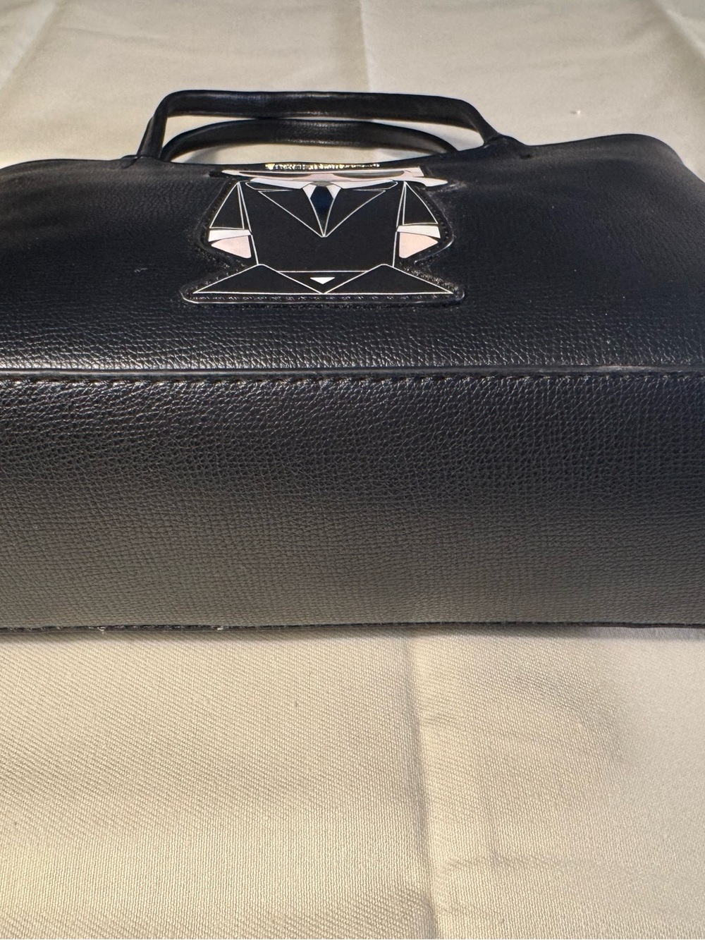 Karl Lagerfeld Black Faux-Leather Messenger with Character Patch - Picture 4 of 7